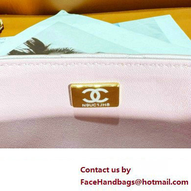 chanel Shiny Lambskin, Imitation Pearls  &  Gold-Tone Metal Mini Flap Bag PINK AS4385 2024